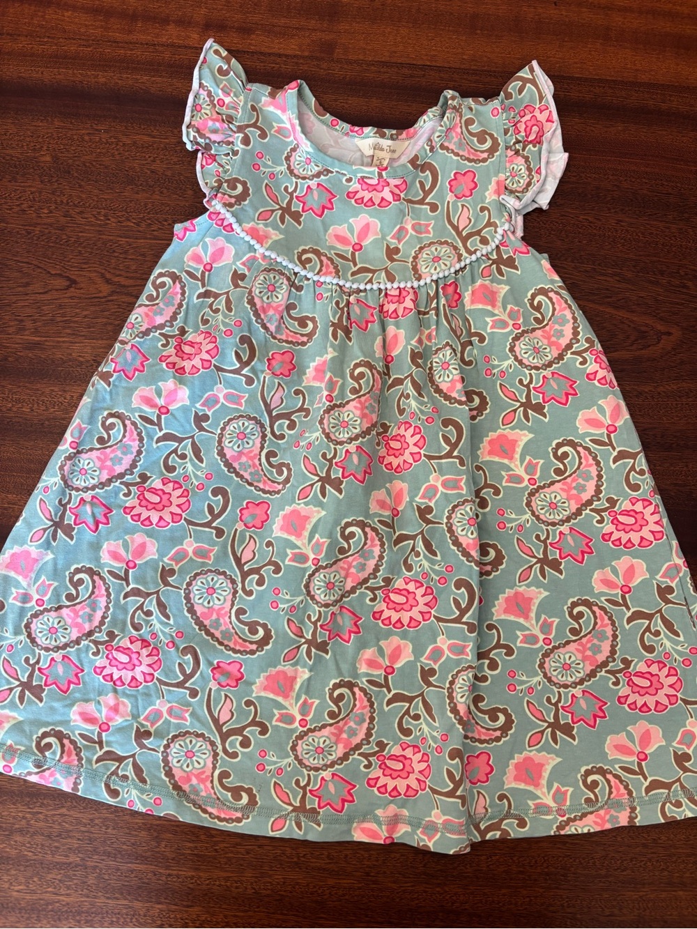 Matilda Jane Aqua Dress with Pink Floral Paisley